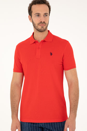 USPA Polo Shirt Men Red VR030 USPOM266 Single Color Horse US Polo Assn.